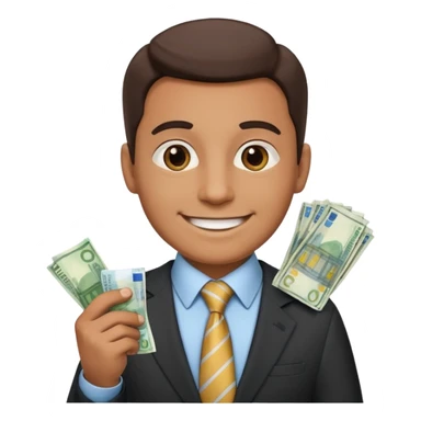 AN UNCLE with a tie in business clothes and with euro money
 sticker