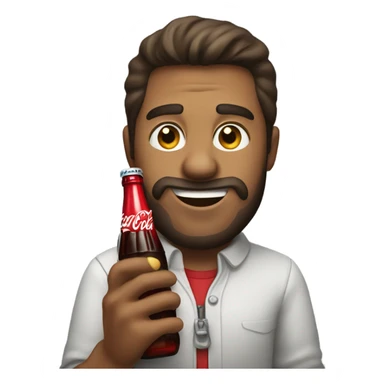 a man drinking a coca cola bottle  sticker