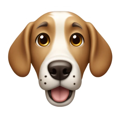 Light brown cartoon dog with long dark brown ears, big nose, rectangular white shout, round eyes, and bushy eyebrows  sticker