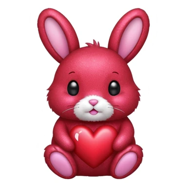 red glitter bunny with heart sticker