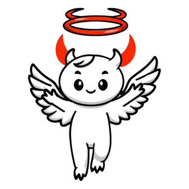 devil with angel halo sticker