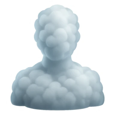 matte glass style, person shoulders up, front view, made entirely of white fluffy clouds sticker