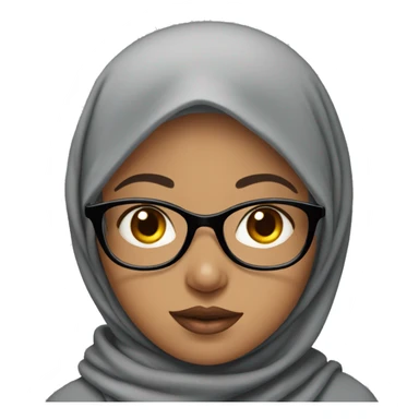 girl with gray hijab, round glasses, bug eyes and big lips  sticker