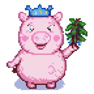 Peppa Pig, pixel art style, waving, retro video game vibe, low resolution, cheerful expression sticker
