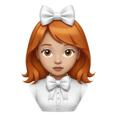 light skin girl with ginger hair and a white bow sticker