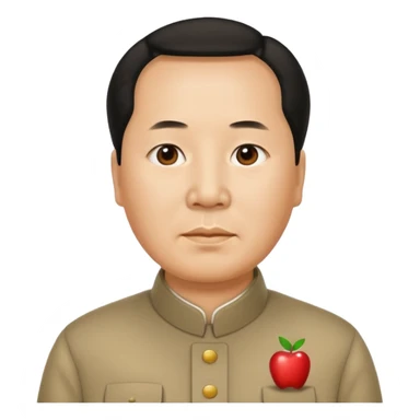 Mao Zedong emoji, neutral expression, simplified features, apple emoji style sticker