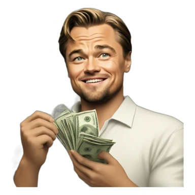 leonardo dicaprio holding money sticker