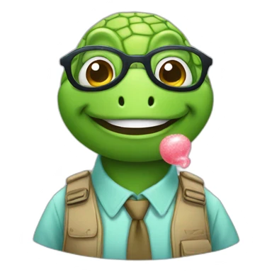 Turtle nerd with chewing gum sticker