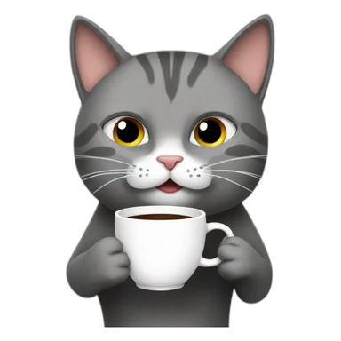 cat drinking coffee and saying meow sticker