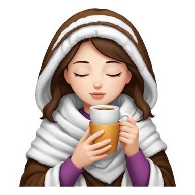 girl inside a blanket sipping coffee eyes closed sticker