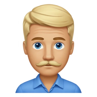 normal emoji 👨🏼 guy with blond hair, mustache, and blue eyes. No shoulders or neck. Just head. Hair a little mussed and stylish sticker