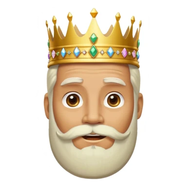 Create a cartoon-style emoji of Melchor, one of the Three Wise Men. Only show his face and crown. He has a kind, wise expression, a long white beard, and a golden crown with jewels. Make it colorful, simple, and suitable as an emoji. sticker