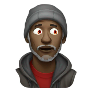 Homeless man with red eye whites smoking sticker