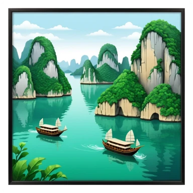 ha long  bay with a white border sticker