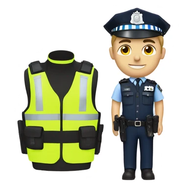White Police office with uk police gear - high vis vest sticker