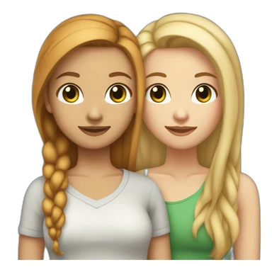 lesbian couple (1st white girl with green eyes and light brown long hair with a fish face like 2nd white girl with blue hair, brown eyes with blue hairs ponytail) sticker