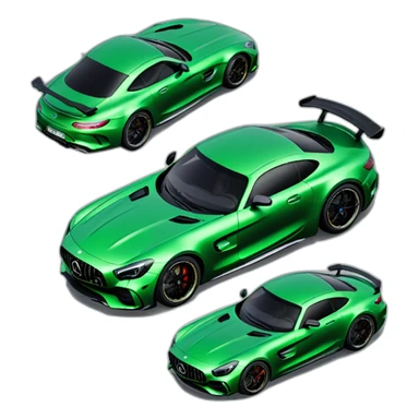 green Mercedes AMG GTR isometric view sticker