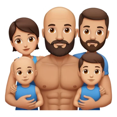 Muscular Bald man with a beard in love with his hot brunette wife and 3 sons sticker