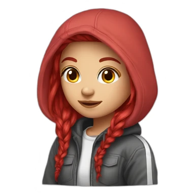 scarlet hair gamer girl wearing hoodie sticker