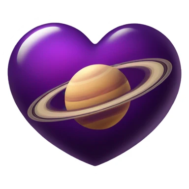 heart shape purple saturn planet sticker