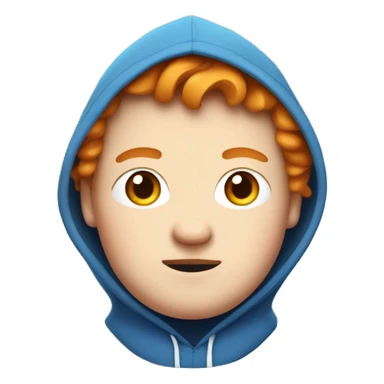 fat, ginger streamer named caseoh wearing a blue hoodie emoji with white pupils sticker