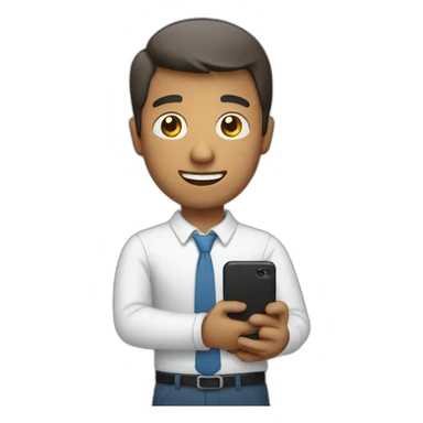 man holding phone sticker