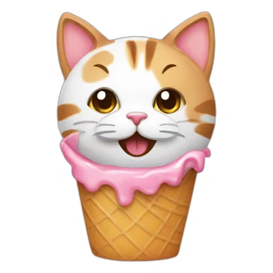 A cat who eat an icecream  sticker