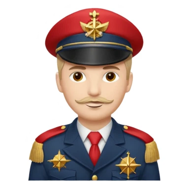 Captain with red hat that has a compass emblem on it  and high decorated medals and shoulder tassels  sticker