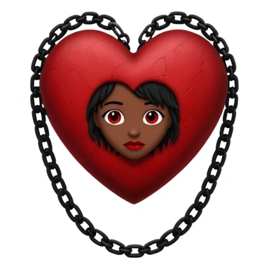 goth heart with red velvet texture and black chains sticker