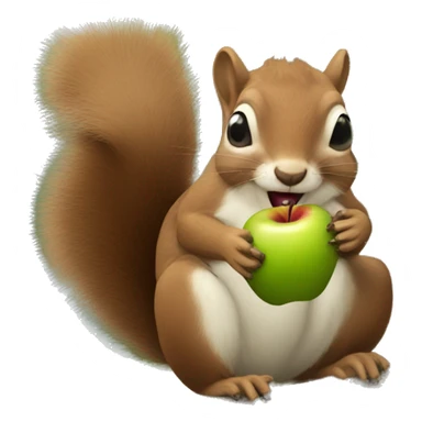 Squirrel eating an apple sticker