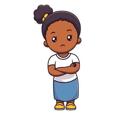 Upset Black girl with dark skin crossing arms with angry expression sticker