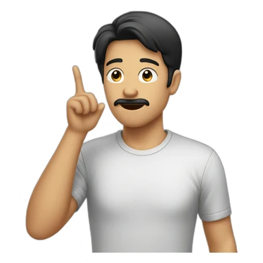 A guy with his finger in his mouth making the silence sign, black hair sticker