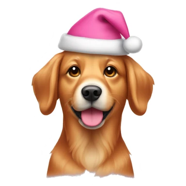 Red golden retriever with pink christmas hat sticker