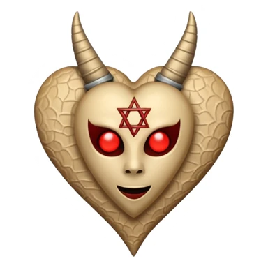 beige heart satanic sticker