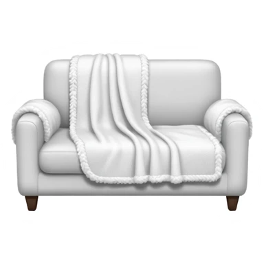White knit blanket on white fluffy couch  sticker