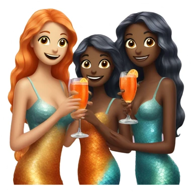 Three beautiful mermaids drinking aperol sticker