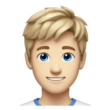 confident happy pale teen boy with extra short light brown hair blue eyes portrait angular jaw sticker