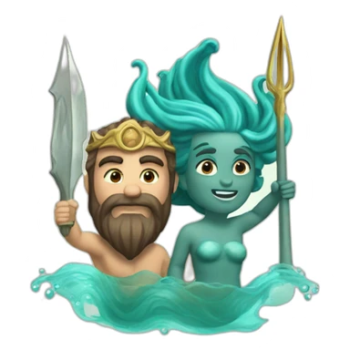 Couple poseidon (trident) et sirène sticker