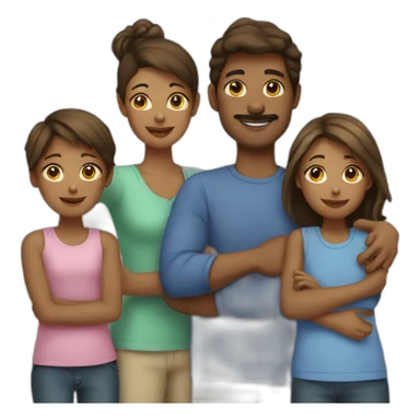 parents and one boy and one girl sticker