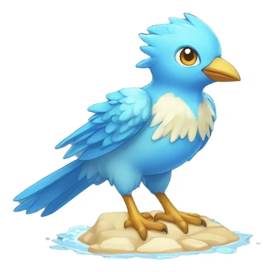 Wet Cool Cute Fantasy legendary blue bird water-type-Hydro-Phoenix-avian Fakemon full body sticker
