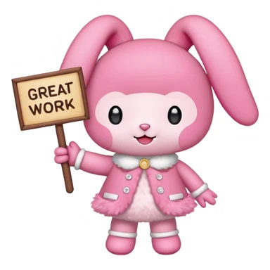 mymelody with sign that says great work sticker