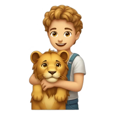 Enfant avec son chat son lion son chien sa panthère sticker