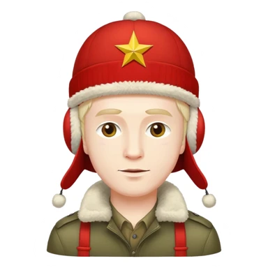 a typical Soviet man with an earflap of the USSR symbols sticker