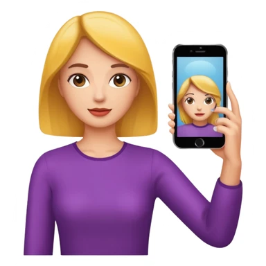 mirror reflection woman holding her phone having selfie sticker