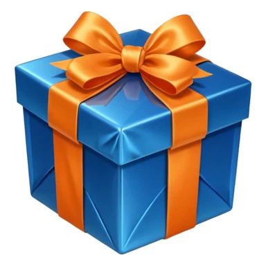 crystal orange gift box with blue ribbon sticker