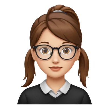 brown haired Ponytail Girl with Glasses sticker