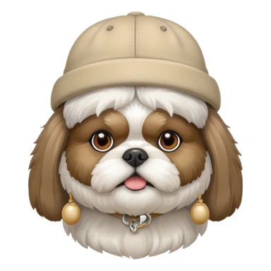 A Shih Tzu dog in a beige hat sticker