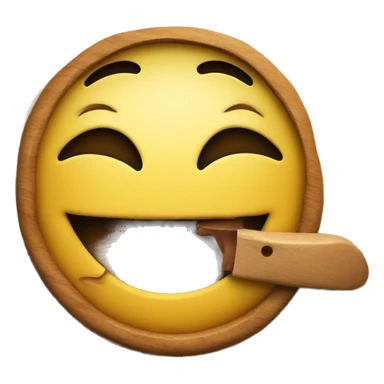smiley, biting a wooden board sticker