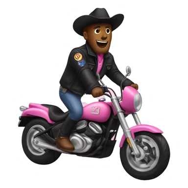 make me a belier in a black down jacket doing a wheelie in a booster and behind him you put a dog with a pink cowboy hat and tn sticker