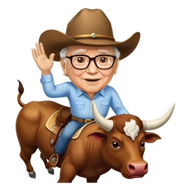 Warren Buffet riding bull sticker